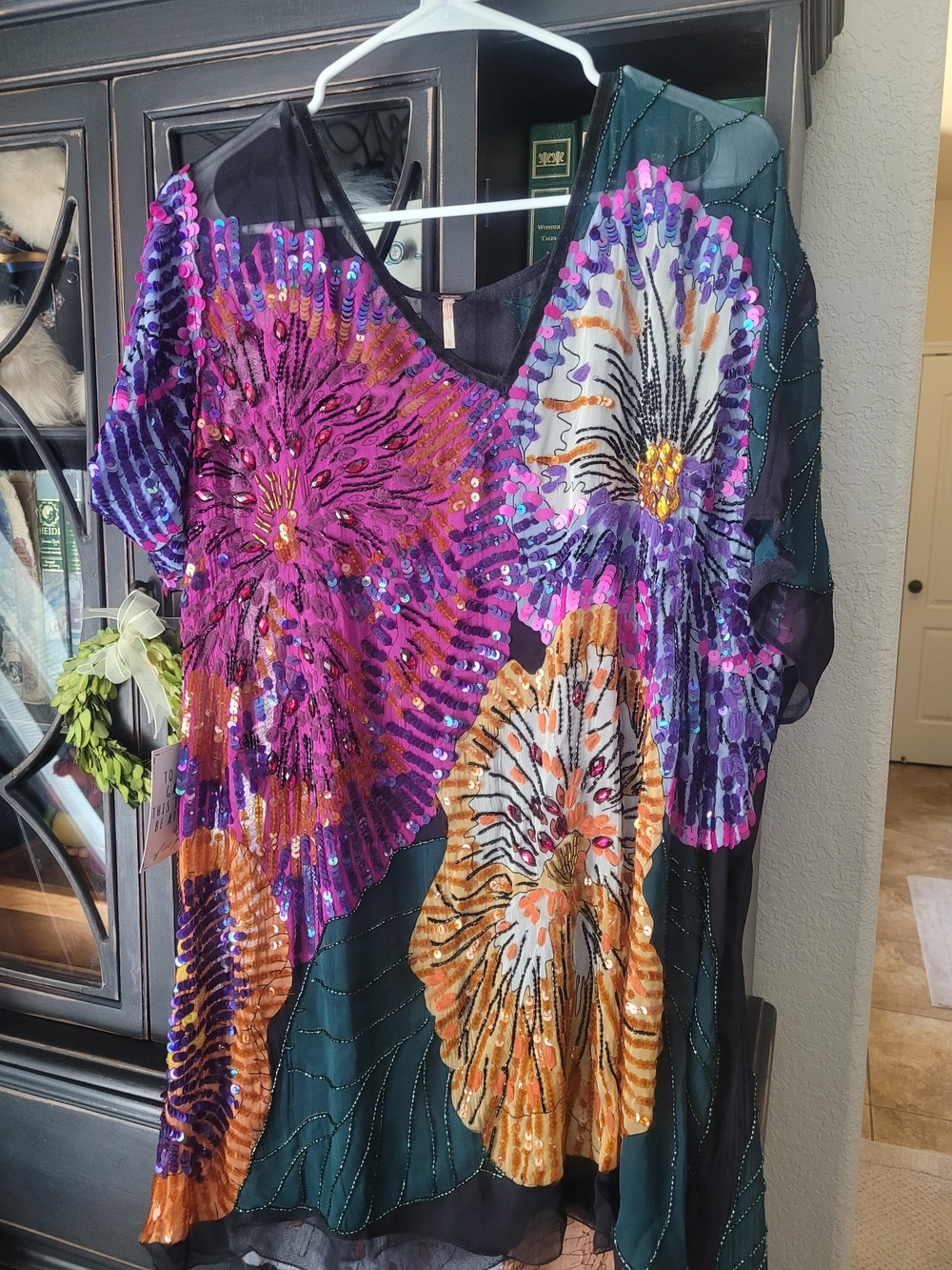 Free People Exploded Kaftan Mini-Dress Beaded - Picture 7 of 9